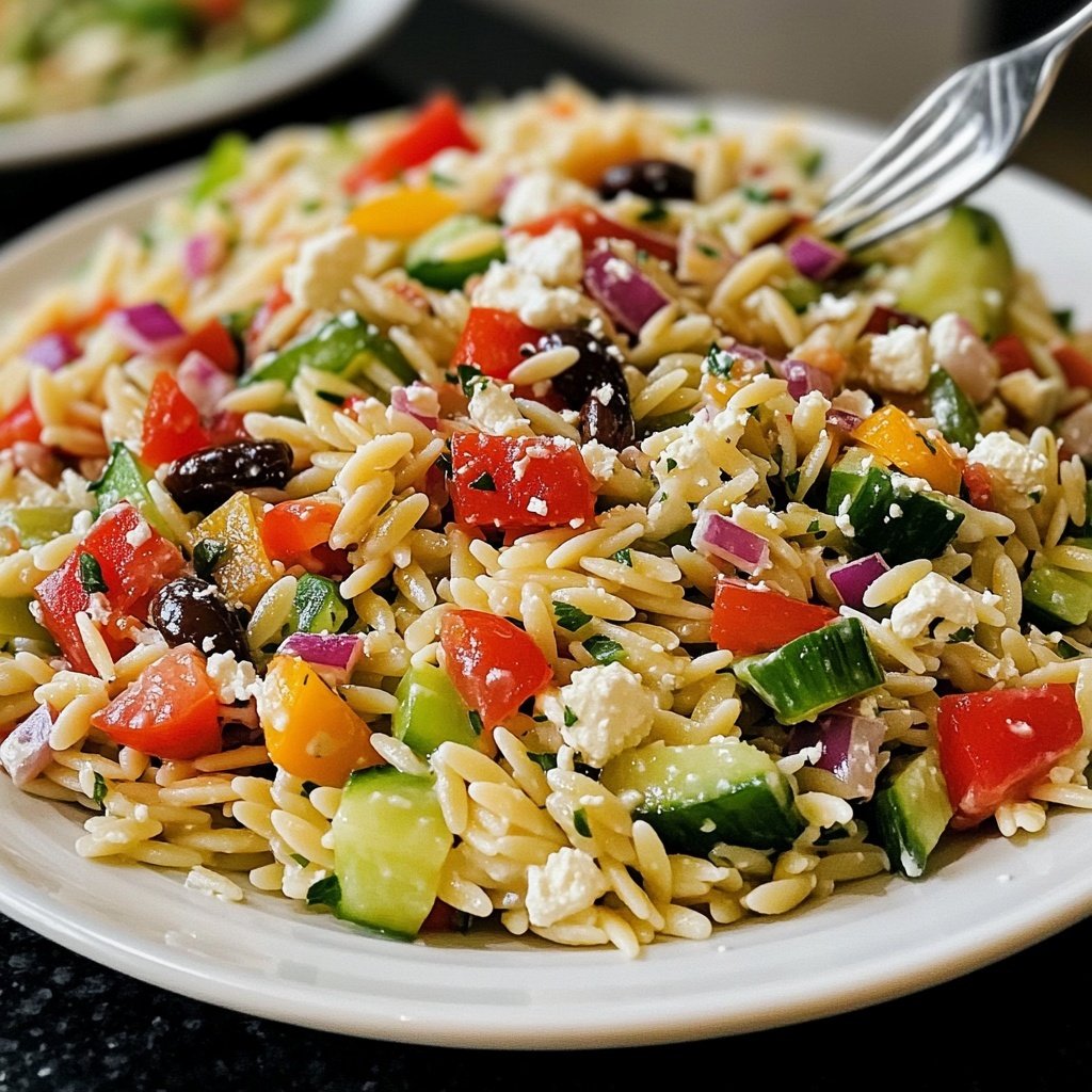Griechischer Orzo Nudelsalat