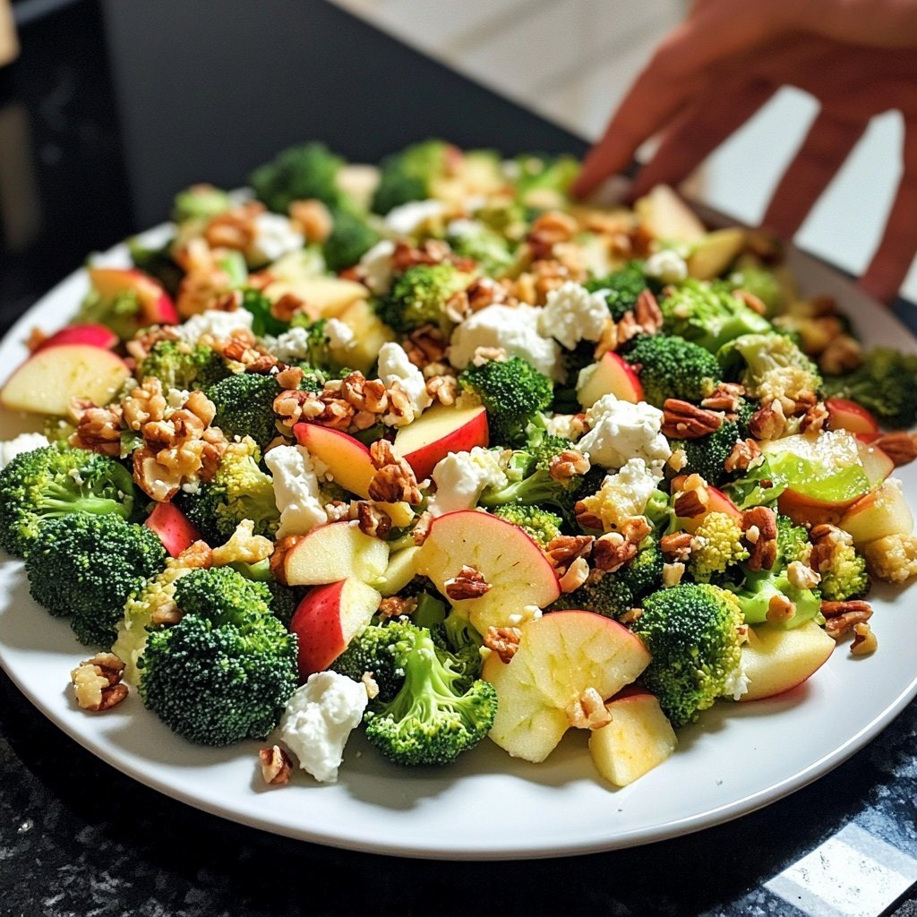 Brokkoli-Salat mit Äpfeln, Nüssen & Feta – Knackig & frisch