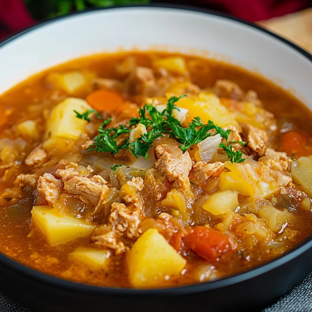 Omas Sauerkrautsuppe mit Kartoffeln und Hackfleisch