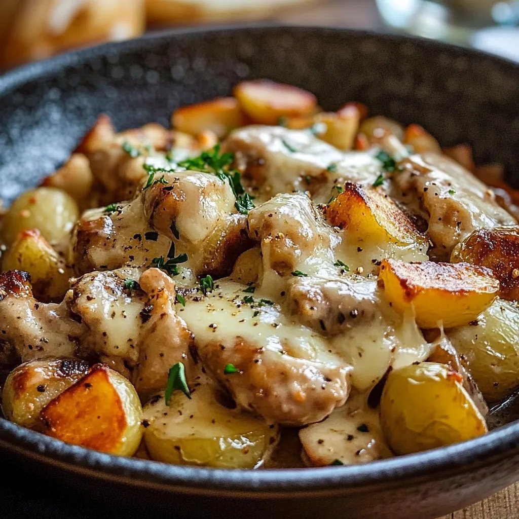 Knoblauch-Parmesan-Hühnchen und Kartoffeln