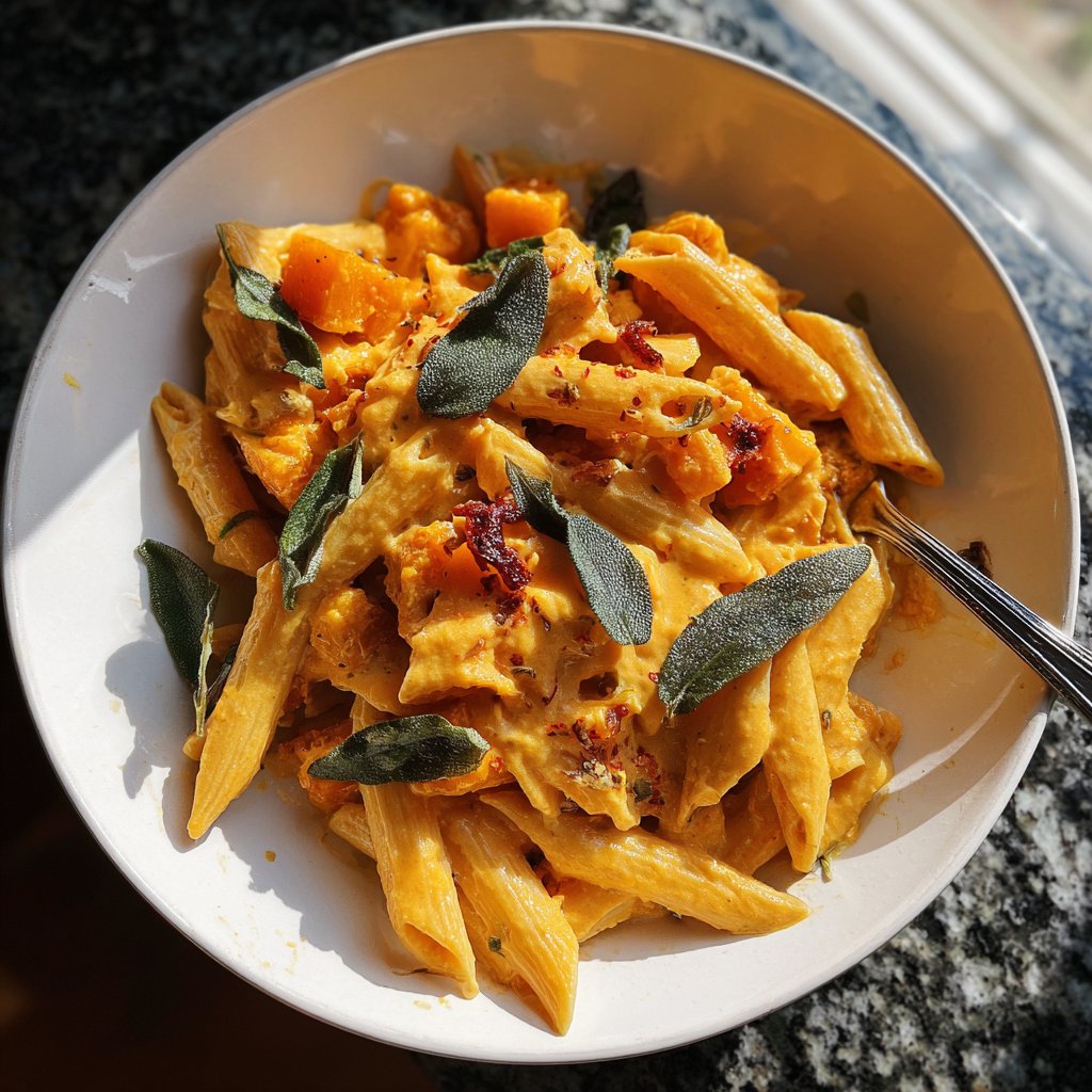 Penne mit Kürbis und Salbei