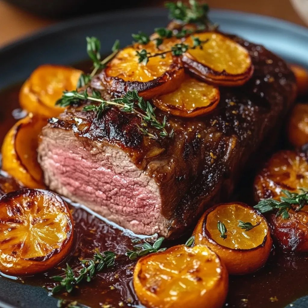 Leckeres Rinderbraten mit Orangen-Glasur