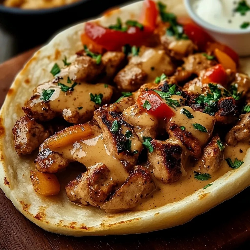 Einfaches Hähnchen Gyros in cremiger Schmand Soße