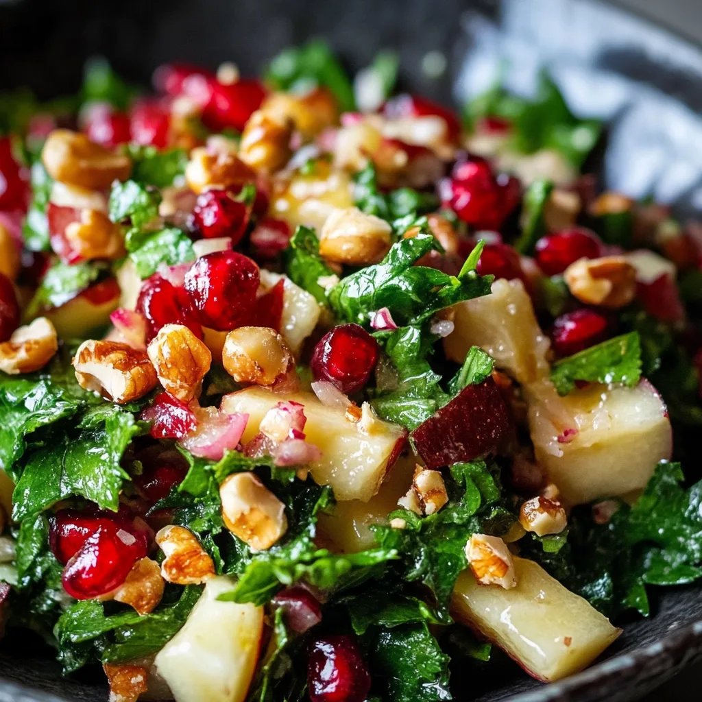 Grünkohlsalat mit Granatapfel und gerösteten Walnusskernen