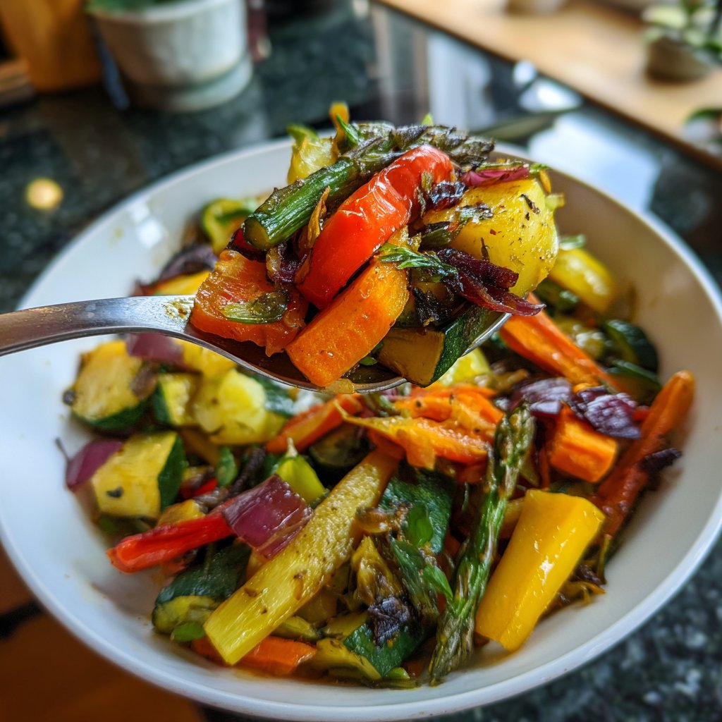 Abendessen mit Gemüsepfanne