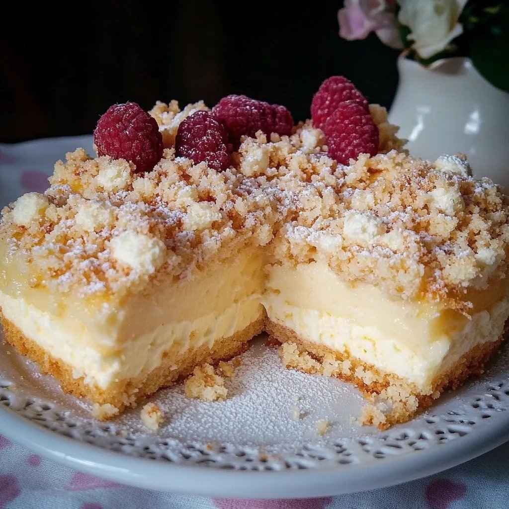 Streuselkuchen mit Vanillepudding