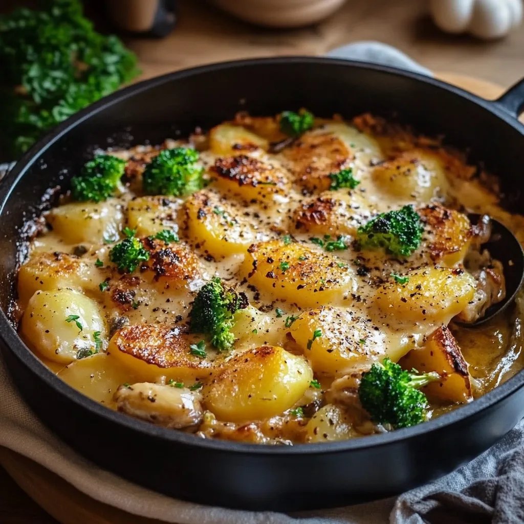 Brokkoli Kartoffel Pfanne mit Pilzen