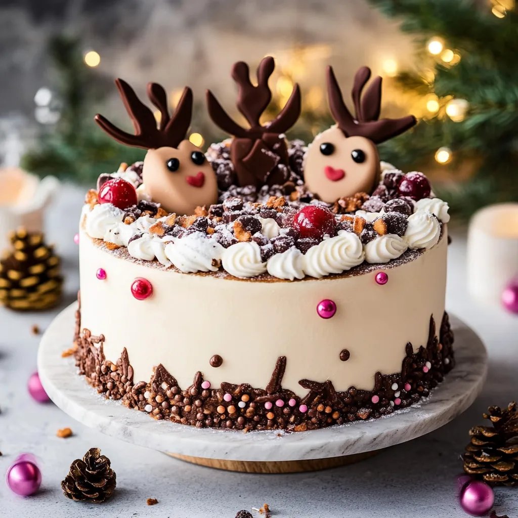 Rentier Torte zu Weihnachten mit Haselnüssen & Nougat