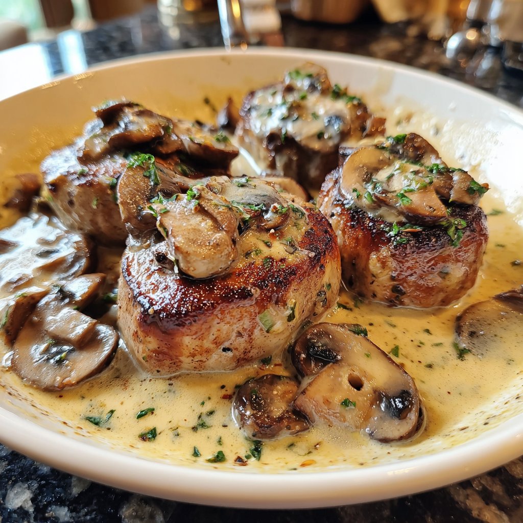 Schweinemedaillons mit Pilzrahm