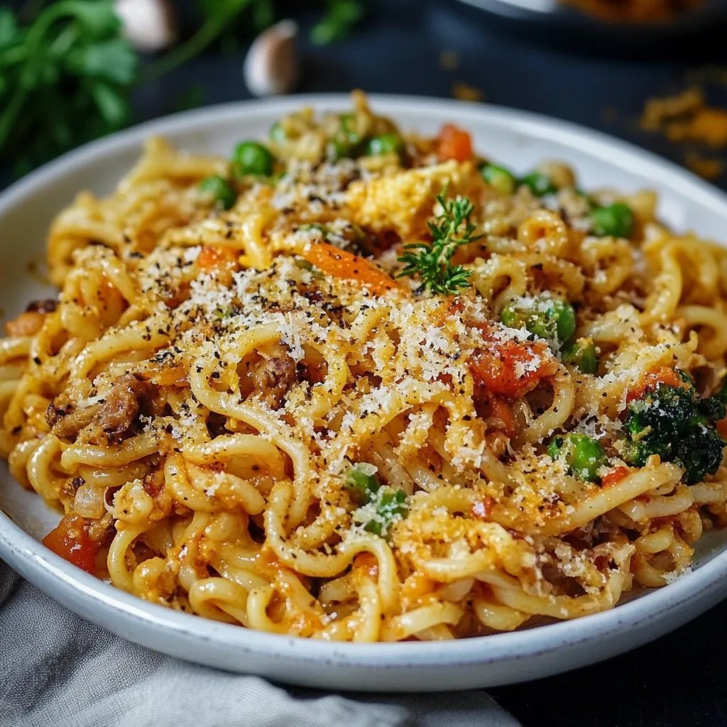 Gebratene Nudeln mit Gemüse und Ei