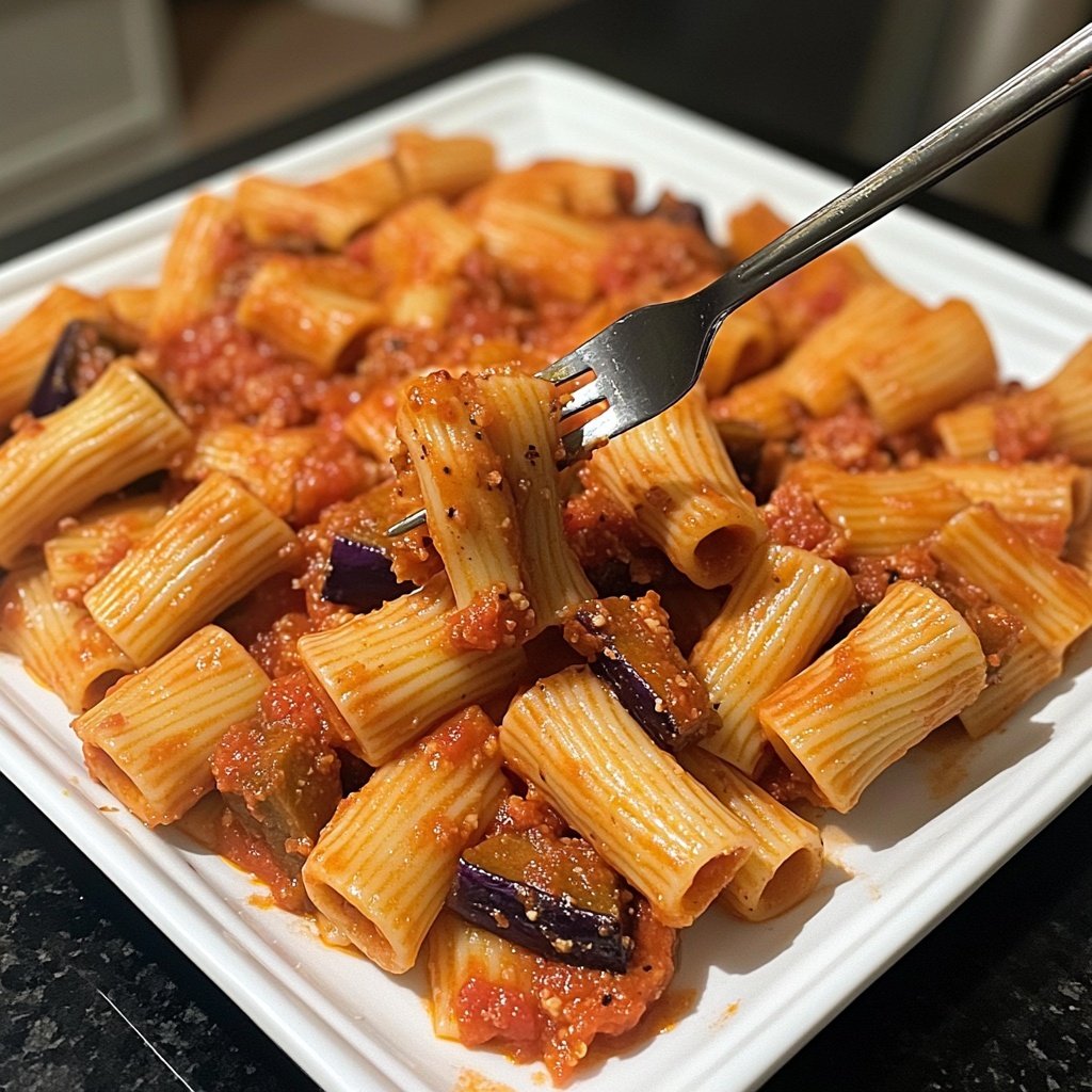 Rigatoni mit Auberginen-Tomatensauce