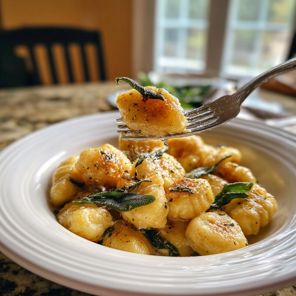 Herzförmige Gnocchi mit Butter und Salbei