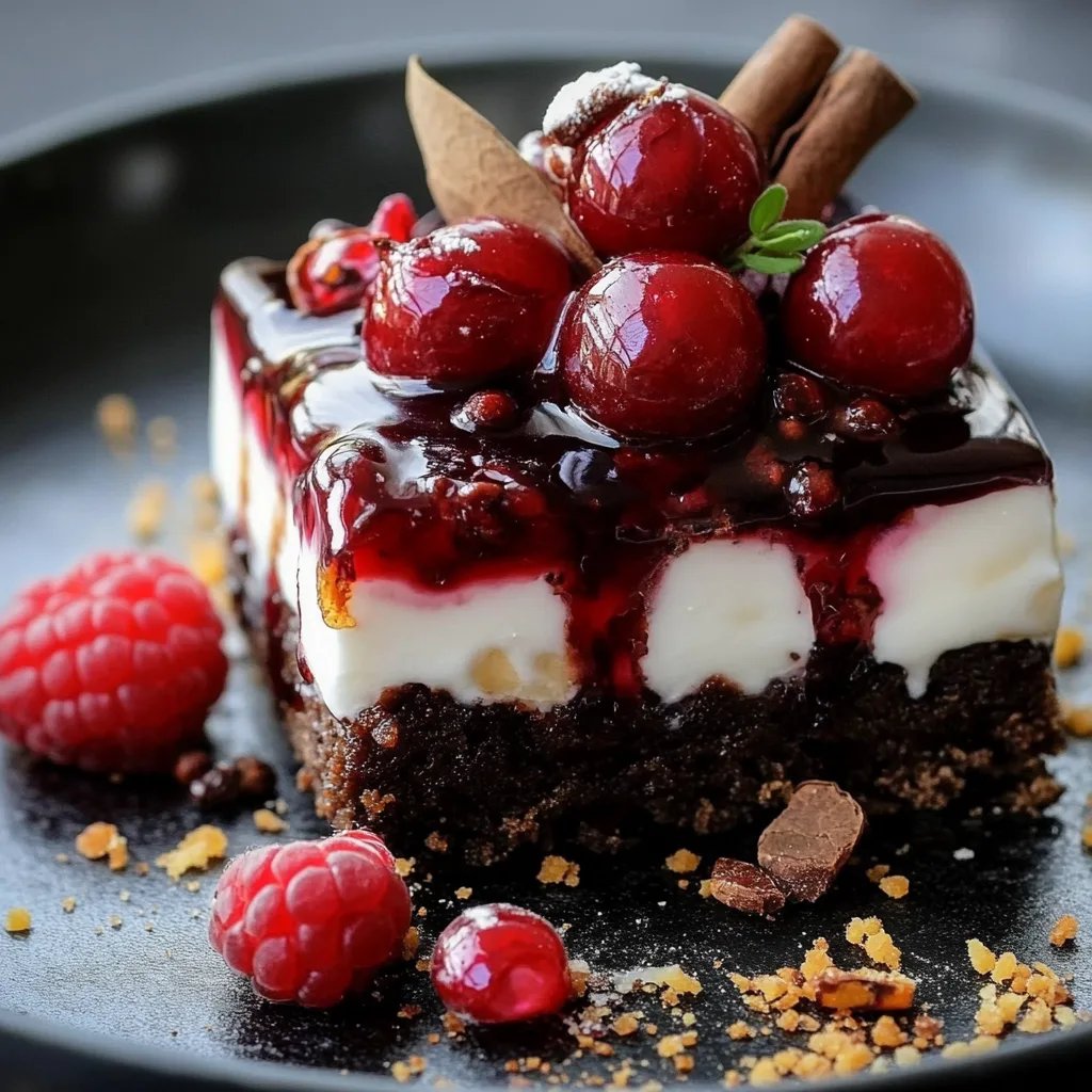 Brownie-Quark-Dessert mit Kirschen